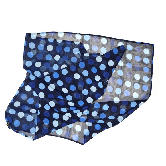 La Blanca Polka Dot Short Pareo Wrap Swim Cover Up Sheer Sarong Scarf Beach Blue - Picture 3 of 9